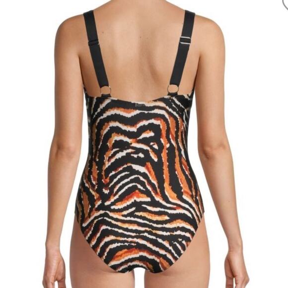 DKNY Tiger-Print One-Piece Swimsuit NEW Size‎ 4 - Picture 2 of 10